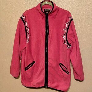 Bob Mackie Wearable Art Full Zip Fleece Jacket Southwestern Embroidery Approx L